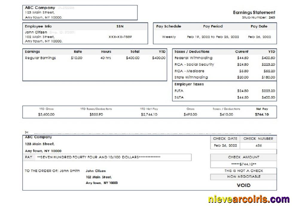 USA New York earning statement
